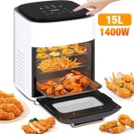 Forrólevegős AIR FRYER olajmentes légkeveréses sütő, 1400 W, 15l