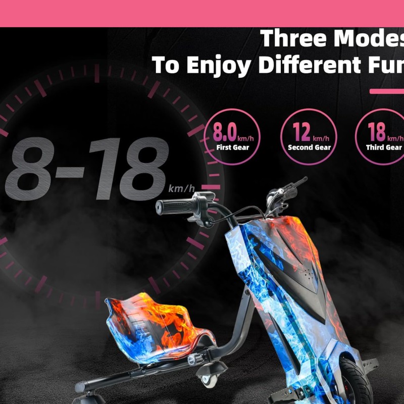 Driftelő Elektromos tricikli, 250 W motor, 15KM/H, 4400mA, többszínű KE24-304