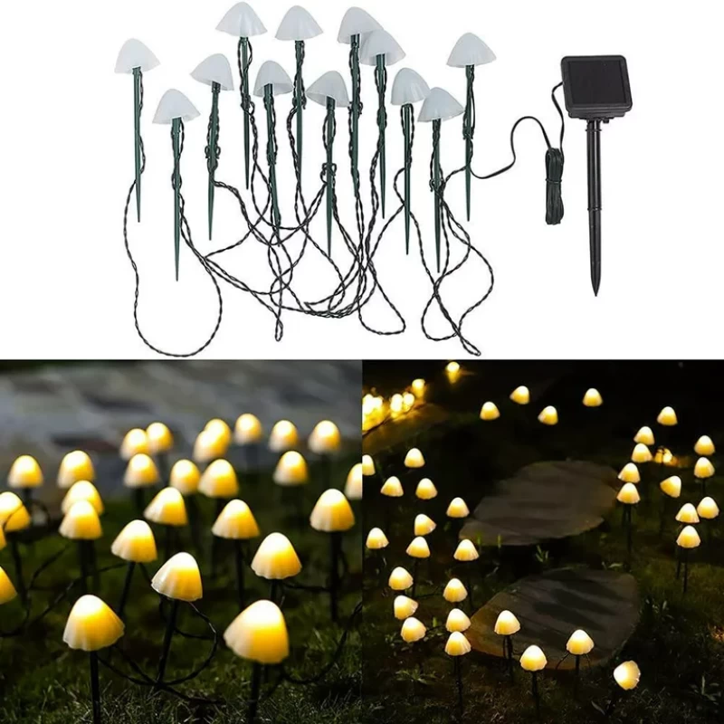 Leszúrható napelemes Ledes gombák kültérre, 480 cm- Solar Mushroom Light