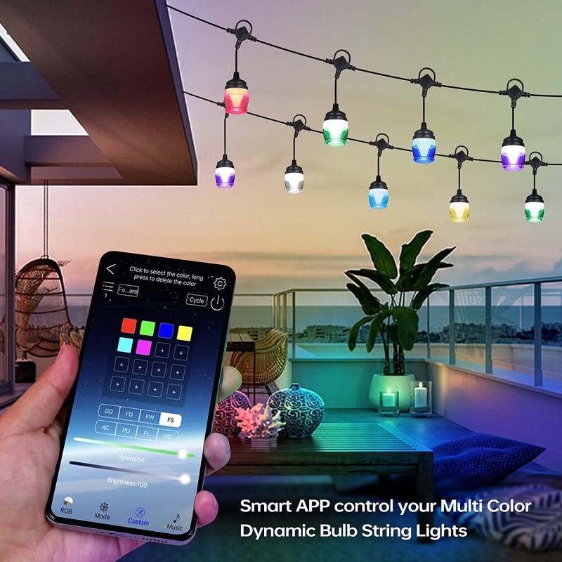 Bluetooth kültéri RGB okos LED égősor színes 9m F12C