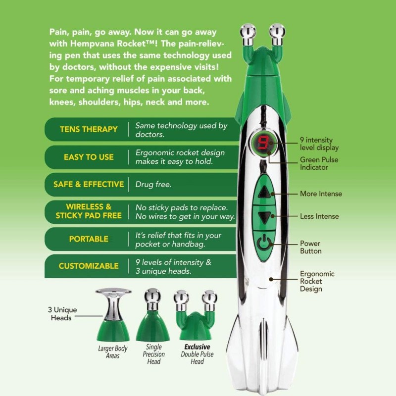 Akupunktúrás toll - Tens elektrostimulációs masszírozó - Rocket Pain Relief