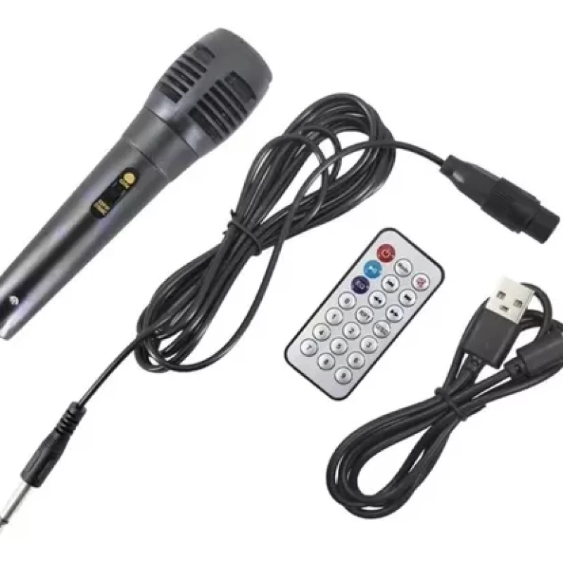 Hordozható hangszóró MP3, USB/TF, Bluetooth, FM rádió, Aux, LED kijelző, mikrofon, távirányító, LED hangszóró – Super8″