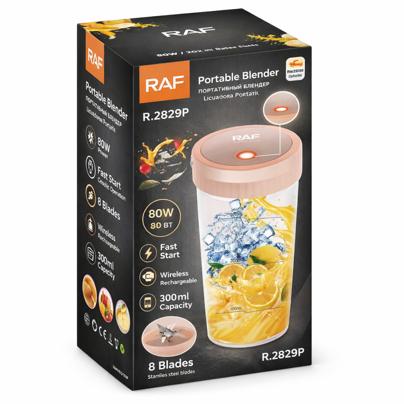 Hordozható Turmixgép – 80W / 300 ml - RAF R.2829P