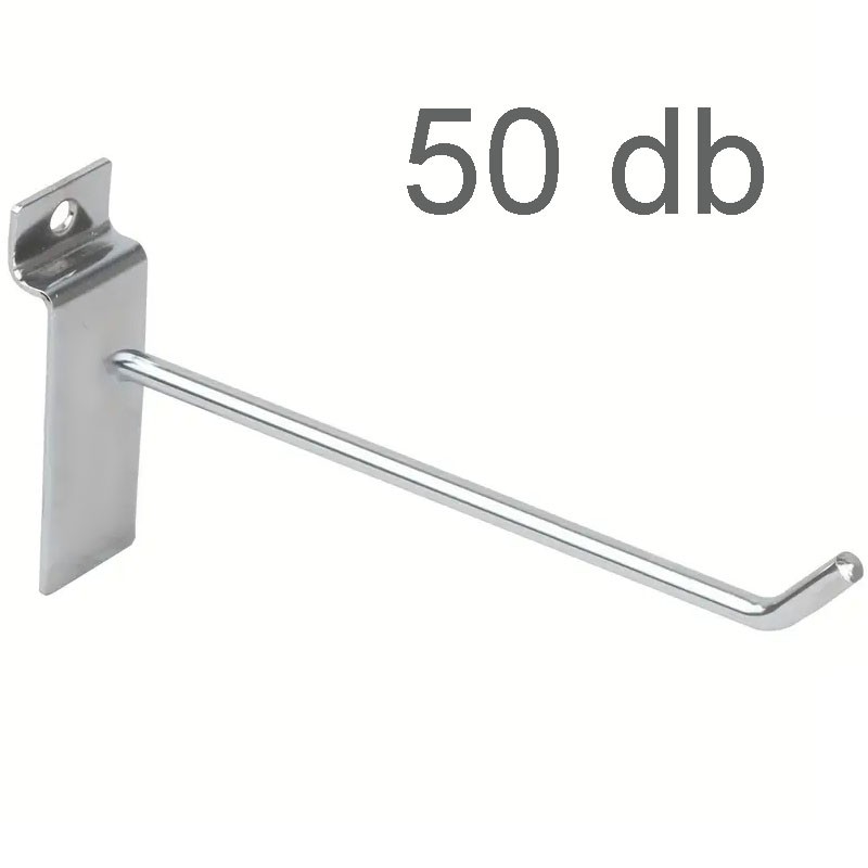 50 db Akasztó hossza 20 cm fa bizsupanelhez, Szimpla kampó panelba, Krómozott