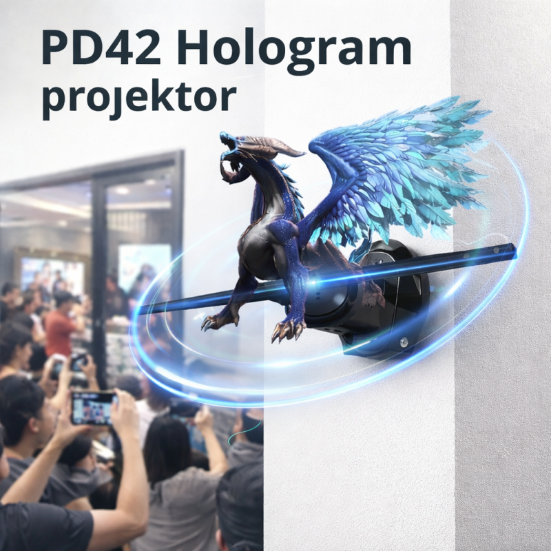 PD42 3D hologram projektor – reklám kijelző ventilátor, falra szerelhető, HD LED